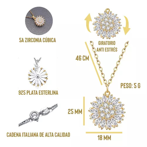 Collar Giratorio De Girasol incluye Estuche ♥