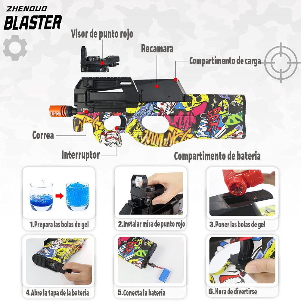 Pistola De Hidrogel Fusil Recargable P90 + Envio Gratis