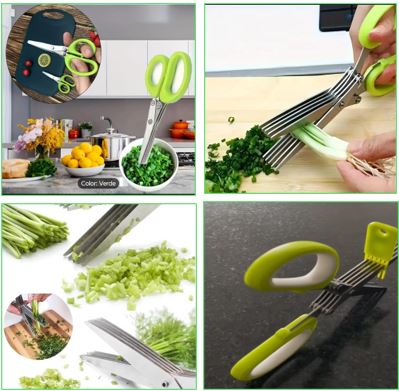 Tijeras Corta Verduras Con 5 Cuchillas